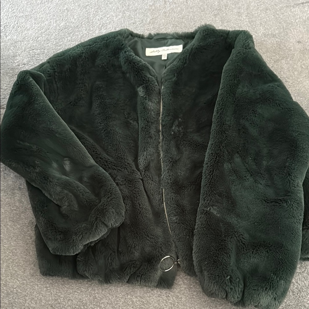 Forest Green Faux Fur Jacket